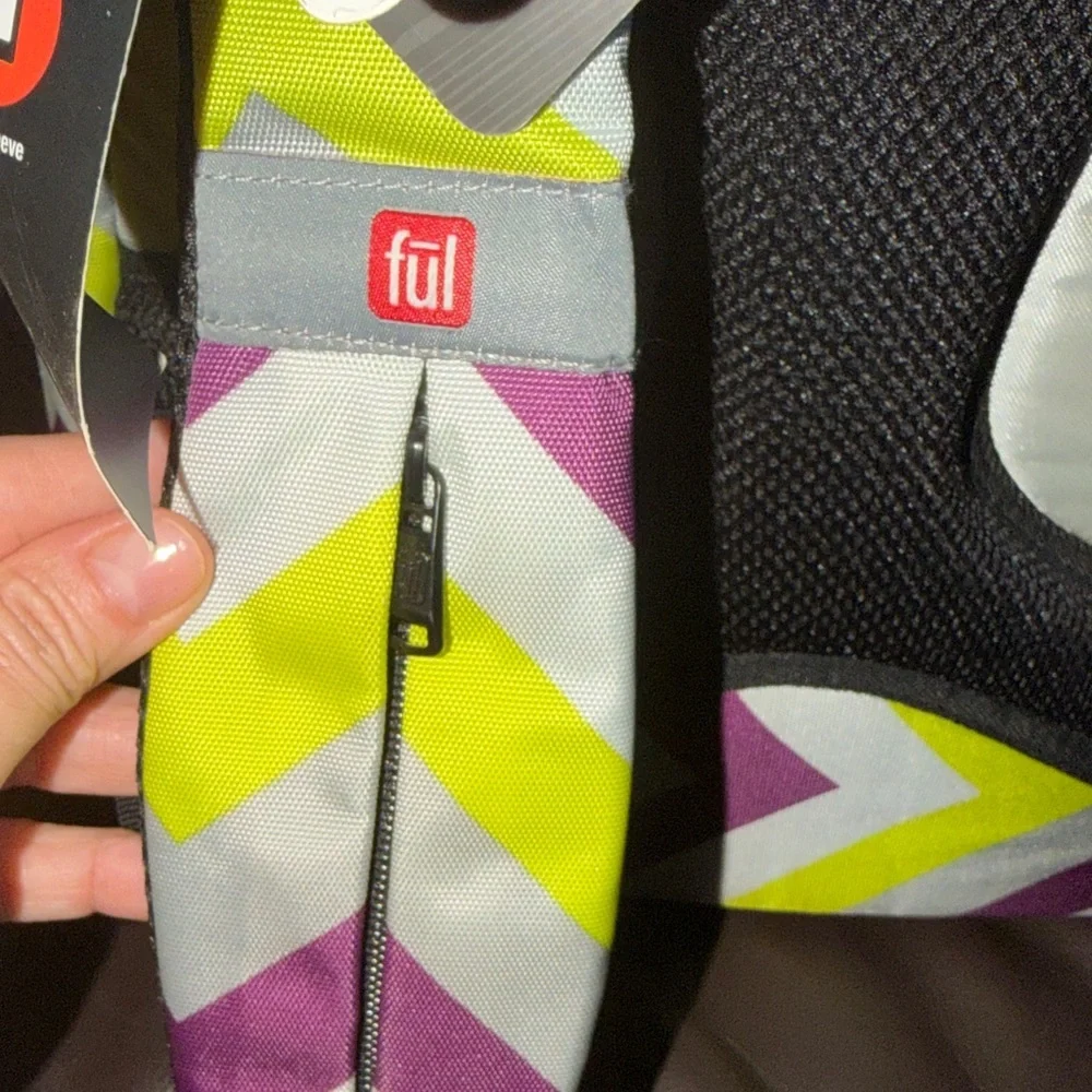 NWT Full unisex style Tilt Chevron Backpack in Purple, Yellow, White
